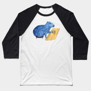 Blue da-ba-dee Capybara Baseball T-Shirt